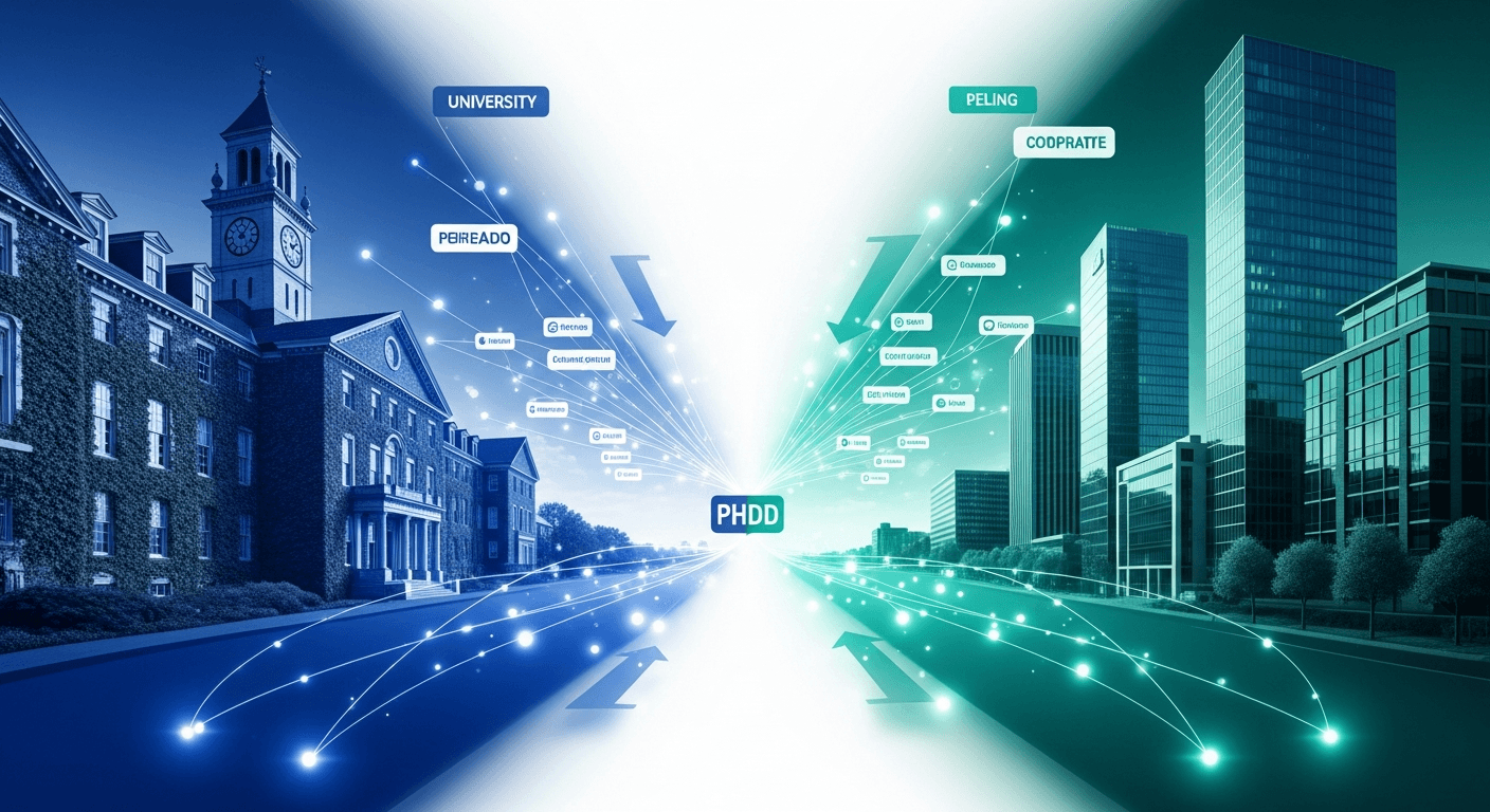 PhD career paths diverging between academia and industry